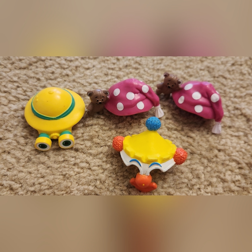 Mcdonalds Toys Vtg Funny Fry Friends Lot Of 4 Hats PVC